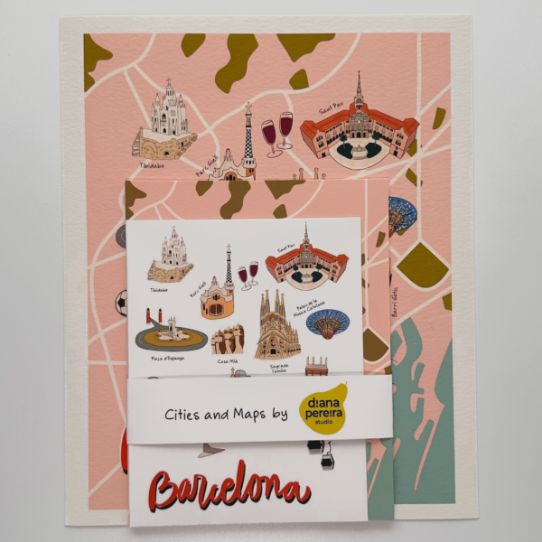 Barcelona illustrated map and trip planner set