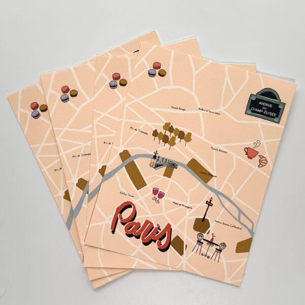 Classic Paris illustrated map and sticker set