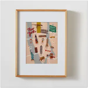 New York illustrated map and sticker set