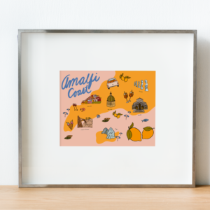 Amalfi Coast illustrated map and sticker set