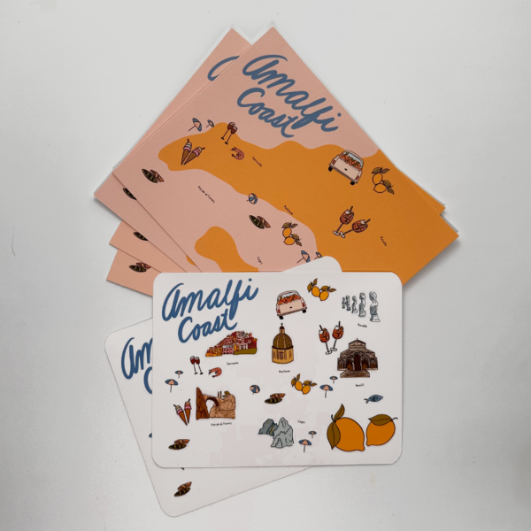 Amalfi Coast illustrated map and sticker set